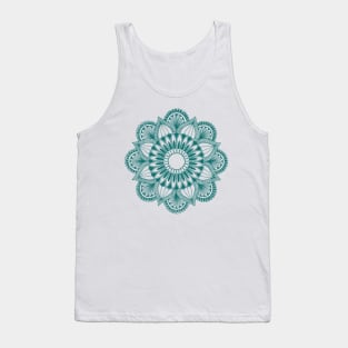 Flower Mandala (teal on white) Tank Top